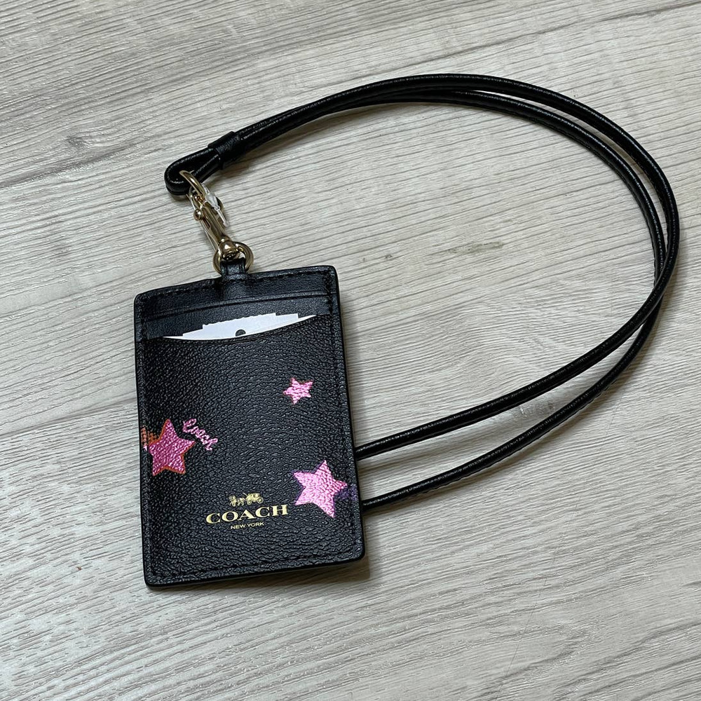 Coach Star Print Lanyard ID wallet